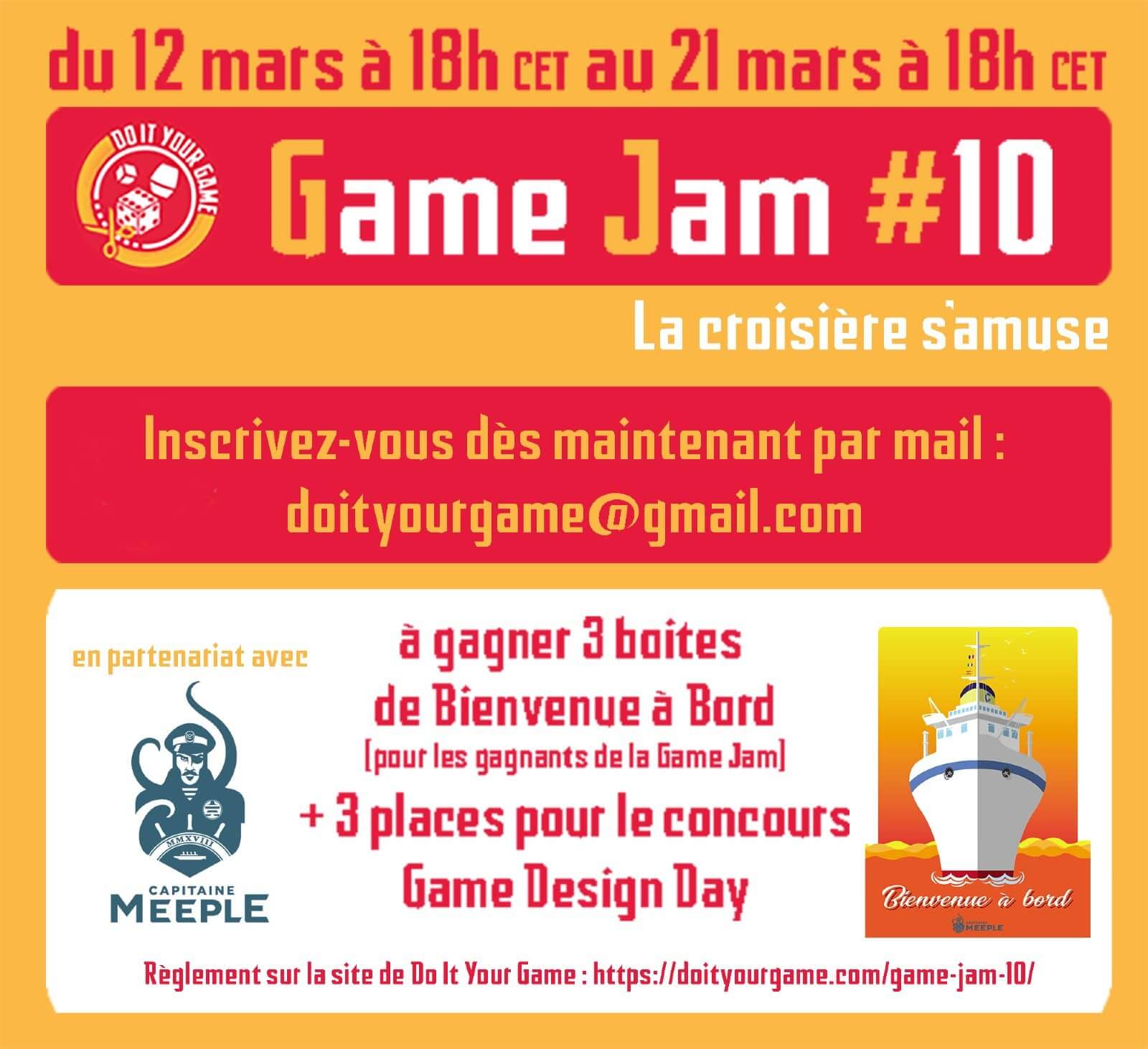Embarquez pour la GAME JAM 10 de DO IT YOUR GAME avec CAPITAINE MEEPLE Capitaine Meeple
