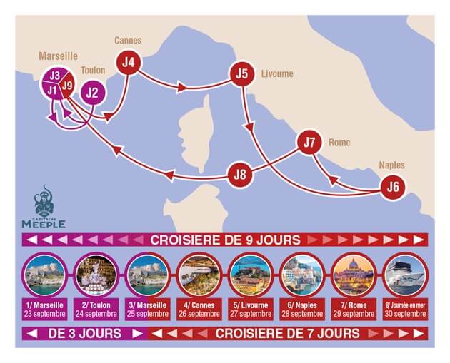 Carte du trajet des croisières ludiques 2023